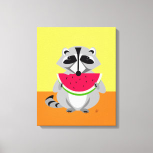 Toile Caricature Cute Raccoon