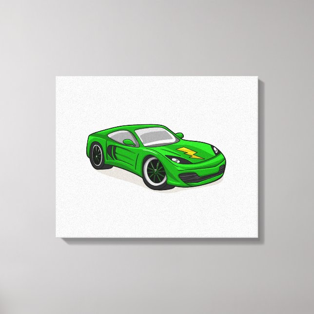 Toile Caricature de course automobile verte - Choisissez (Recto)