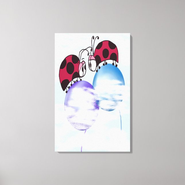 Toile Caricature De Ladybug Et Ballons Colorés (Recto)