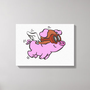 Toile Caricature volante de cochon rose   choisir la cou