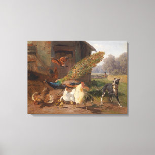 Toile Carl Jutz Vintage Le chien dans le triage de volai