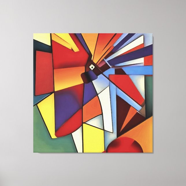 Toile Carnation Rouge Dans Un Vase Art Géométrique Abstr (Recto)