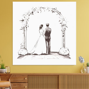 Toile Carnet de croquis Romance Art de ligne fine Mariag