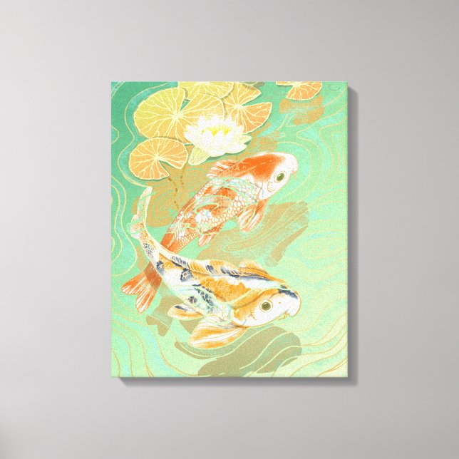 Toile Carpe Koi Poisson Eau Lily Pond Canvas (Recto)