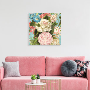 Toile Carré à disposition florale à grande échelle