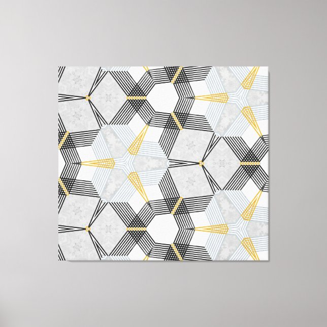 Toile Carré hexagone coloré : kaléidoscope géométrique. (Recto)