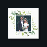 Toile Carré photo Eucalyptus Green Foliage Mariage<br><div class="desc">Créez votre propre peinture murale en toile avec votre propre photo mariage, anniversaire, fiançailles et événement spécial. Cette toile est composée d'eucalyptus peints à l'aquarelle, de feuilles verts avec cadre carré. Pour une personnalisation plus avancée de cette conception, cliquez sur le lien "Customiser plus loin". Des articles correspondants sont également...</div>