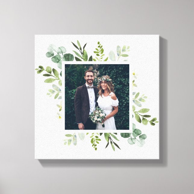 Toile Carré photo Eucalyptus Green Foliage Mariage (Recto)