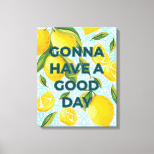 Toile Carreaux citron "Gonna have a Good Day" personnali