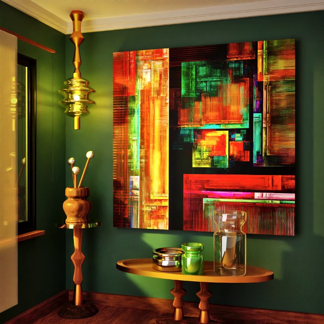 Toile Carrés colorés Motif d'art Abstrait moderne #04 (Colorful Squares Modern Abstract Art Pattern #04 Canvas Print)