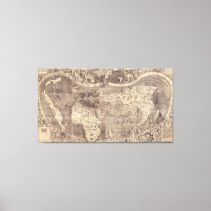 Toile Carte 1507 du monde de Martin Waldseemuller