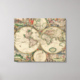 Toile Carte 1671 du monde