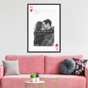 Toile Carte à jouer Couple Photo Cadeau d'amour romantiq