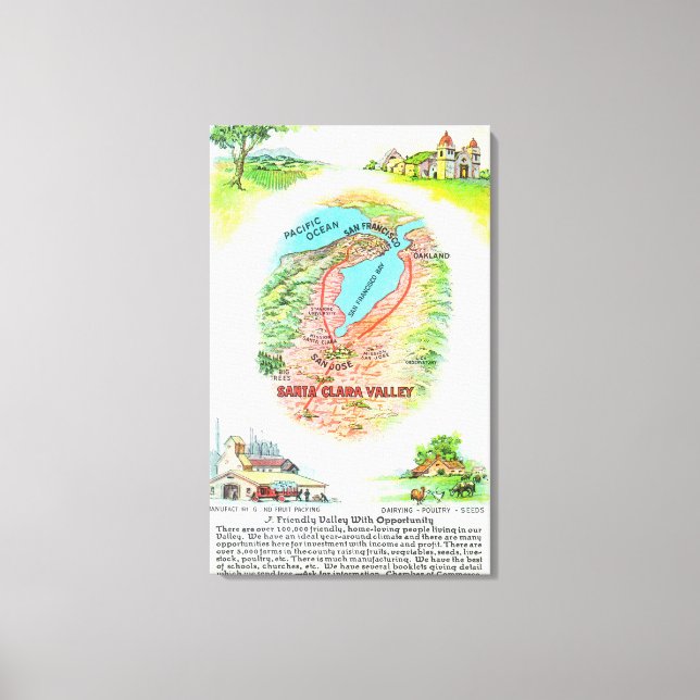 Toile Carte aérienne du comté de Père Noël Clara avec si (Recto)