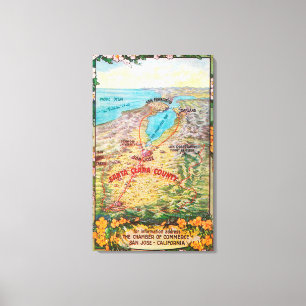 Toile Carte aérienne du comté de Santa Clara