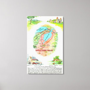 Toile Carte aérienne du comté de Santa Clara avec des
