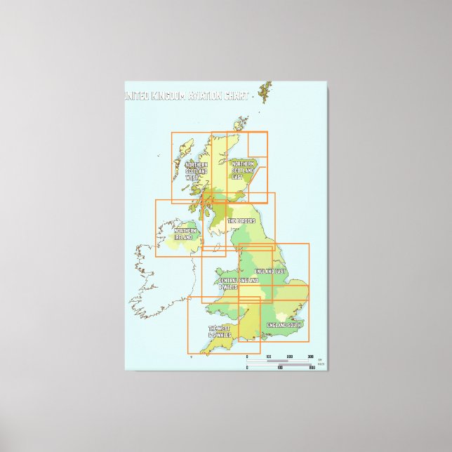 Toile carte aéronautique du Royaume-Uni (Recto)