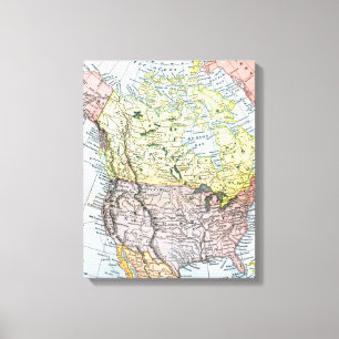 TOILE CARTE : AMÉRIQUE DU NORD, 1890