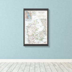 Toile Carte ancienne du Danemark, Danmark en danois, 190