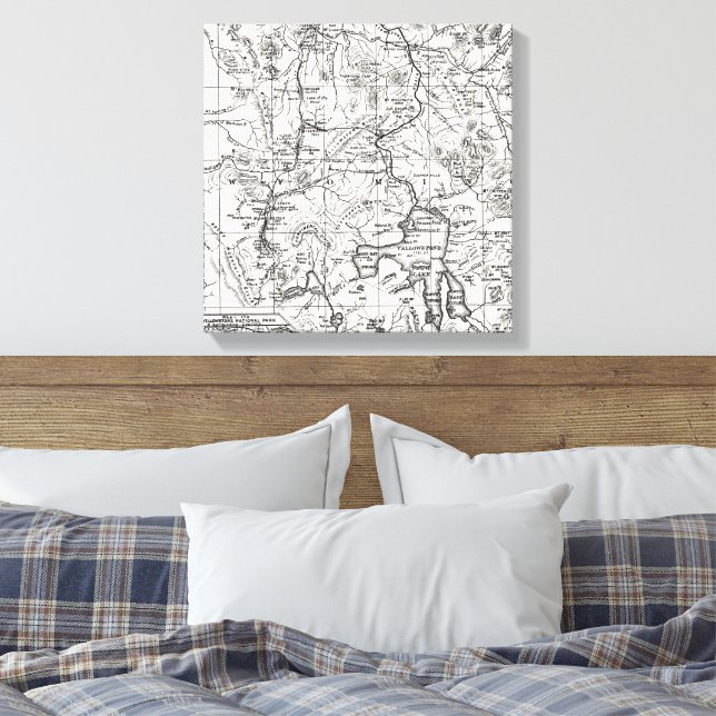 Toile Carte ancienne du parc national de Yellowstone (Insitu(Chambre))
