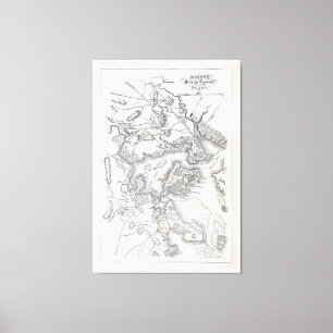Toile Carte antique de Boston 1775-1776