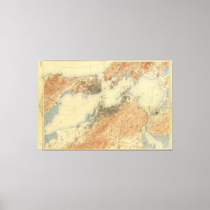 Toile Carte antique de la région de Baie de San Francis