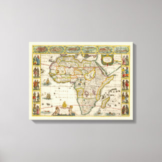 Toile Carte antique de l'Afrique par Hondius et Jansson