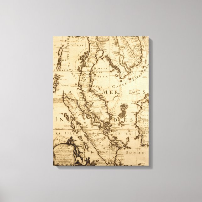 Toile Carte antique de l'Asie du Sud-Est | 1687 (Recto)