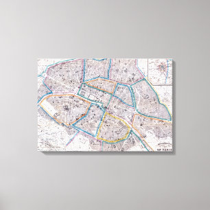 Toile Carte antique de Paris