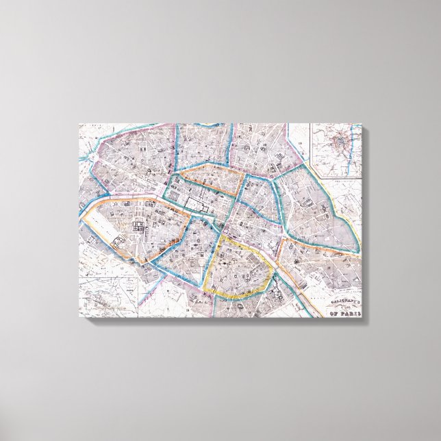 Toile Carte antique de Paris (Recto)