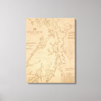 Toile Carte antique de Puget Sound