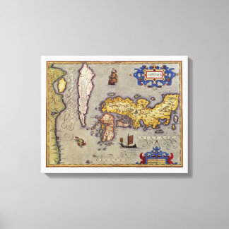 Toile Carte antique du Japon par Mercator et Hondius