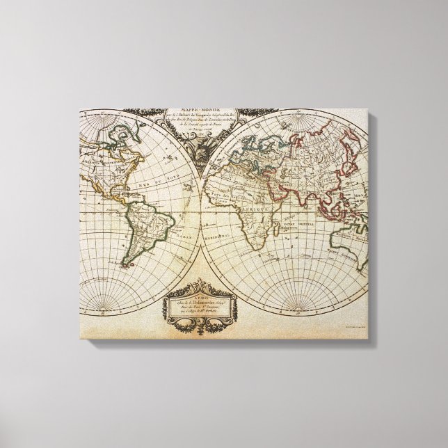 Toile Carte antique du monde (Recto)