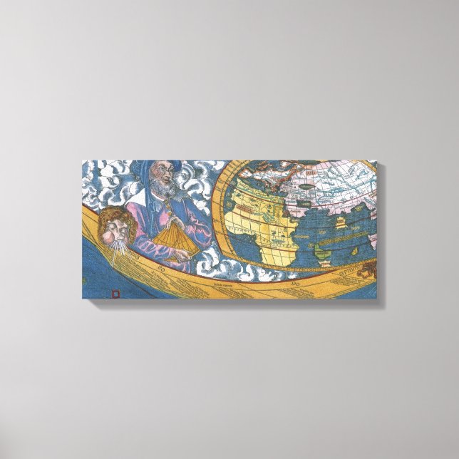 Toile Carte antique du monde avec Claude Ptolémée, 1507 (Recto)