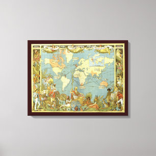 Toile Carte antique du monde de l'Empire Britannique,