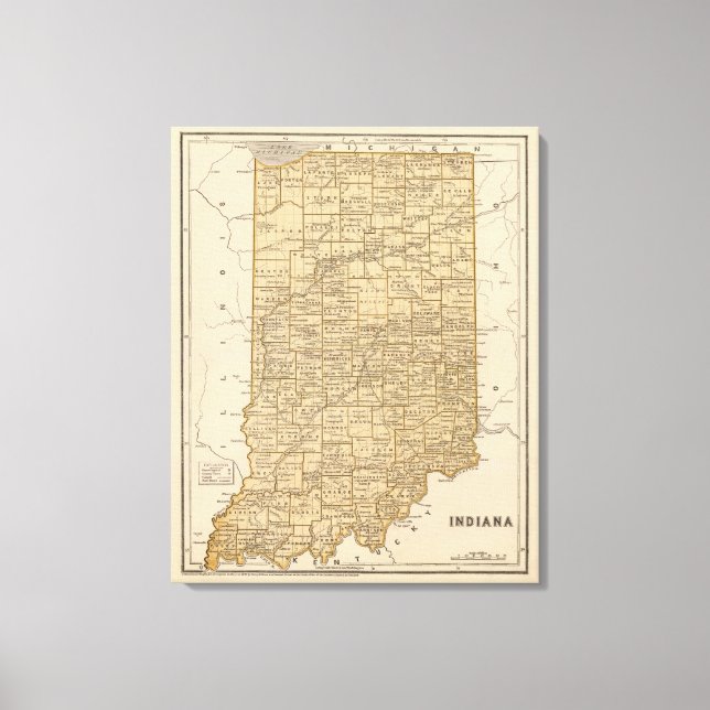 Toile Carte Atlas de l'Indiana (Recto)