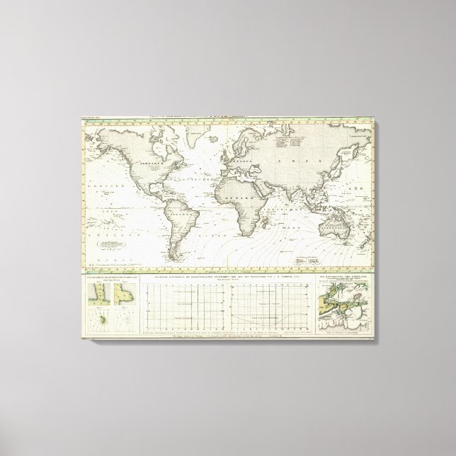 Toile Carte Atlas des vagues de marée (Recto)