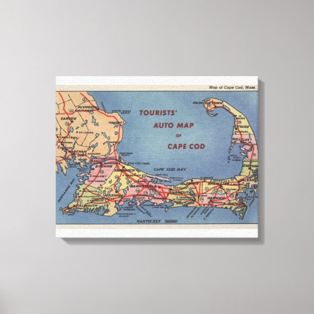 Toile Carte automobile des touristes de Cape Cod (Recto)