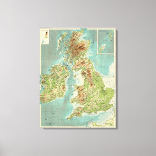 Toile Carte bathyorographical d'îles britanniques