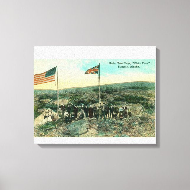 Toile Carte blanche avec drapeaux russes et américains (Recto)