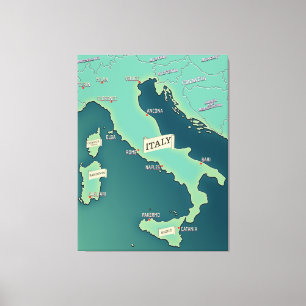 Toile Carte Classique d'Italie