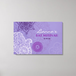 Toile Carte d'accès à la mémoire Bat mitzvah Hemsa viole