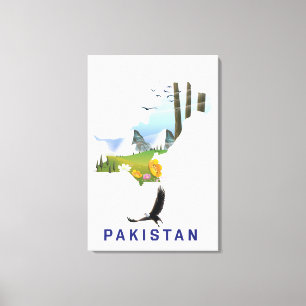 Toile Carte d'affiche de voyage Pakistan