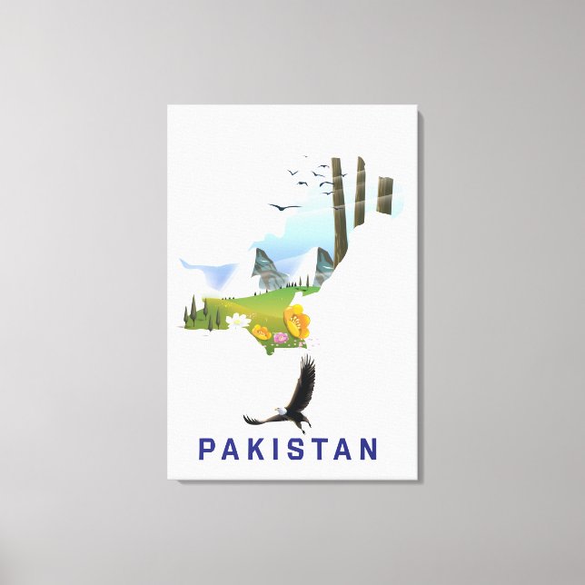 Toile Carte d'affiche de voyage Pakistan (Recto)