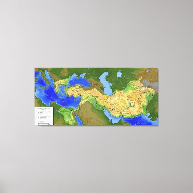 Toile Carte d'Alexandre le Grand Empire 334-328 B.C. (Recto)