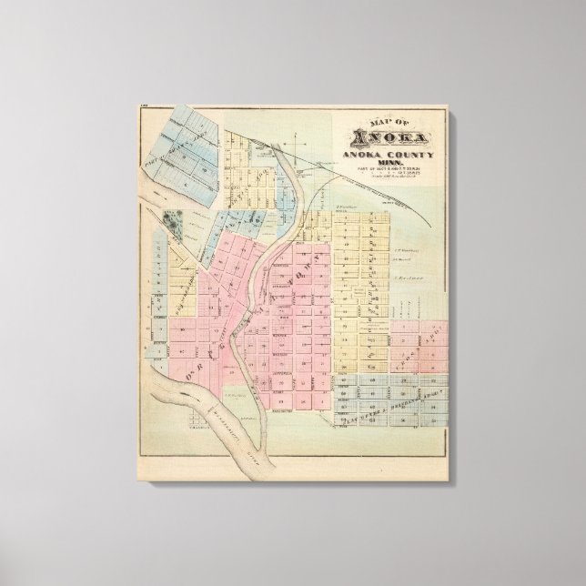 Toile Carte d'Anoka, comté d'Anoka, Minnesota (Recto)