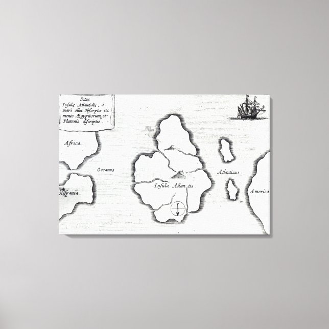 Toile Carte d'Atlantis, de 'Mundus Subterraneus' (Recto)