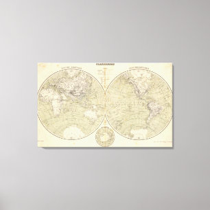 Toile Carte d'atlas d'hémisphère