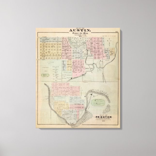 Toile Carte d'Austin, comté de Mower, Minnesota (Recto)