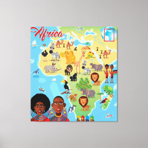 Toile Carte de bande dessinée de l'Afrique